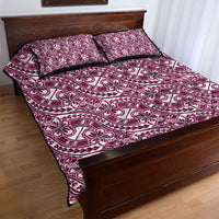 Hibiscus Bloom Island Tribal Waves Quilt Bed Set Pink Polynesian Pattern