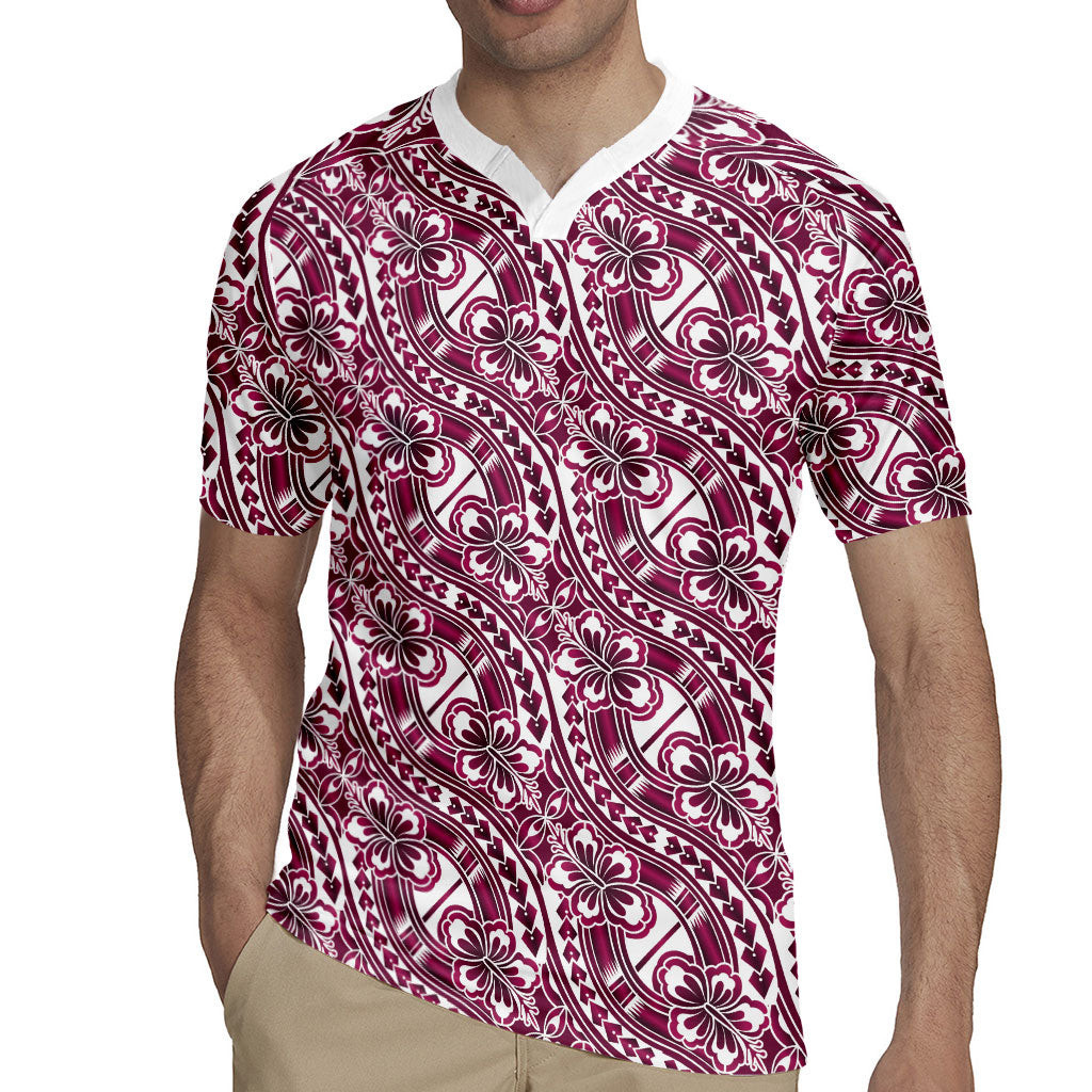 Hibiscus Bloom Island Tribal Waves Rugby Jersey Pink Polynesian Pattern LT01 - Polynesian Pride