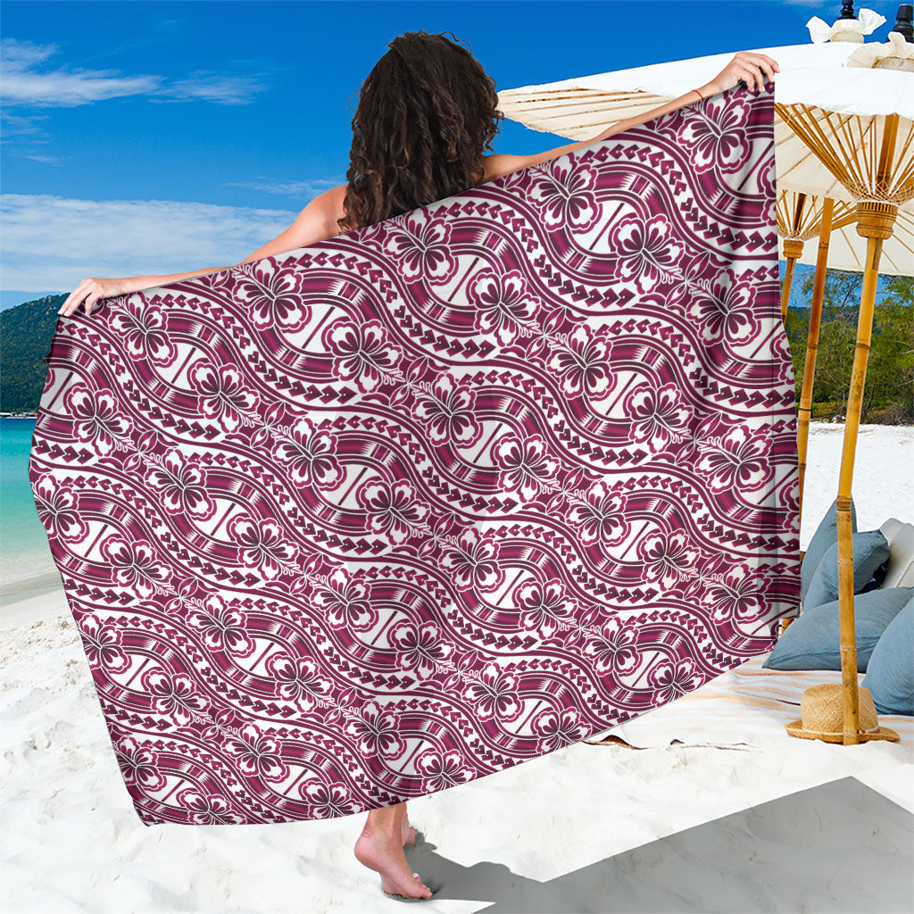 Hibiscus Bloom Island Tribal Waves Sarong Pink Polynesian Pattern