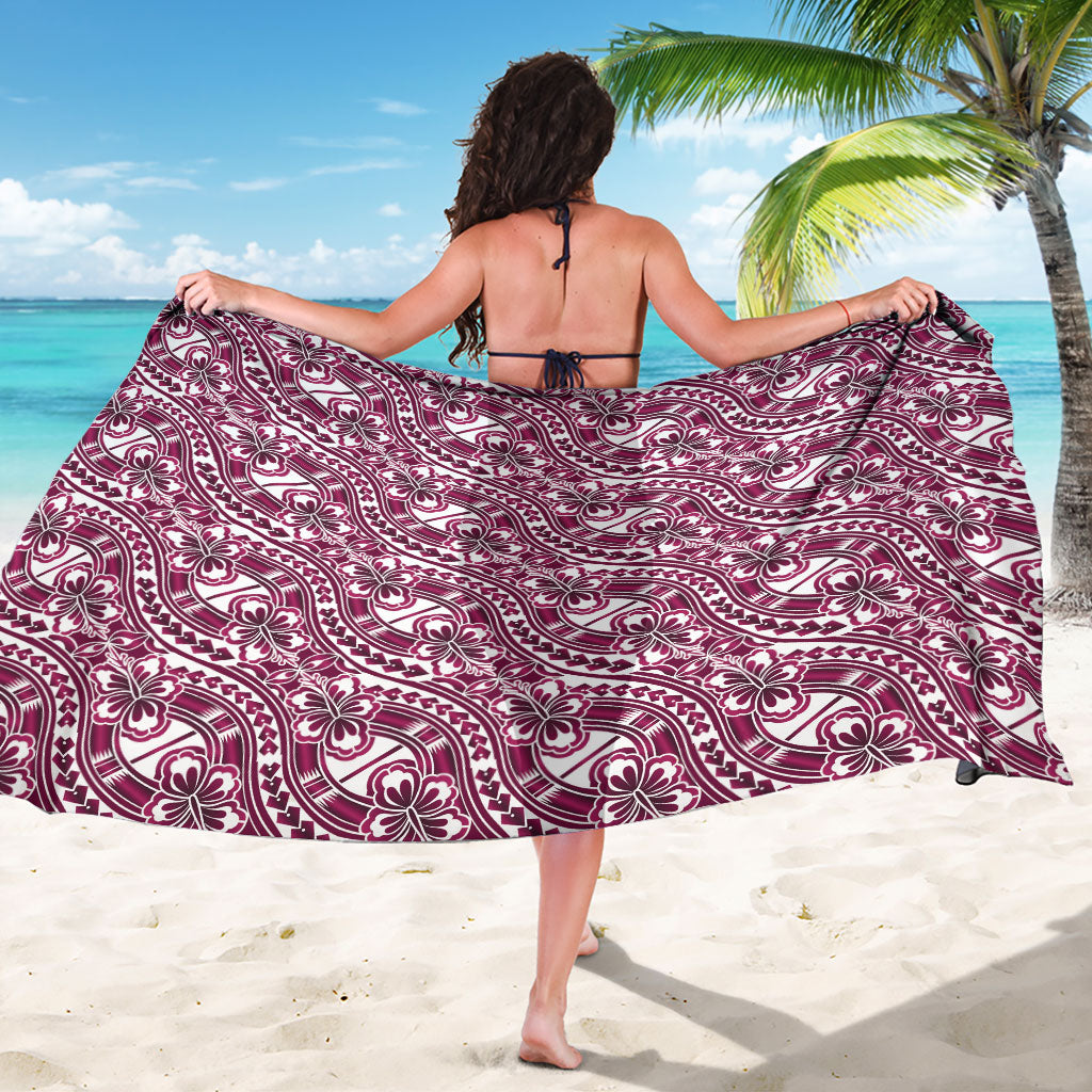 Hibiscus Bloom Island Tribal Waves Sarong Pink Polynesian Pattern