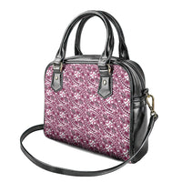 Hibiscus Bloom Island Tribal Waves Shoulder Handbag Pink Polynesian Pattern