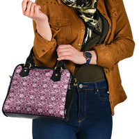 Hibiscus Bloom Island Tribal Waves Shoulder Handbag Pink Polynesian Pattern