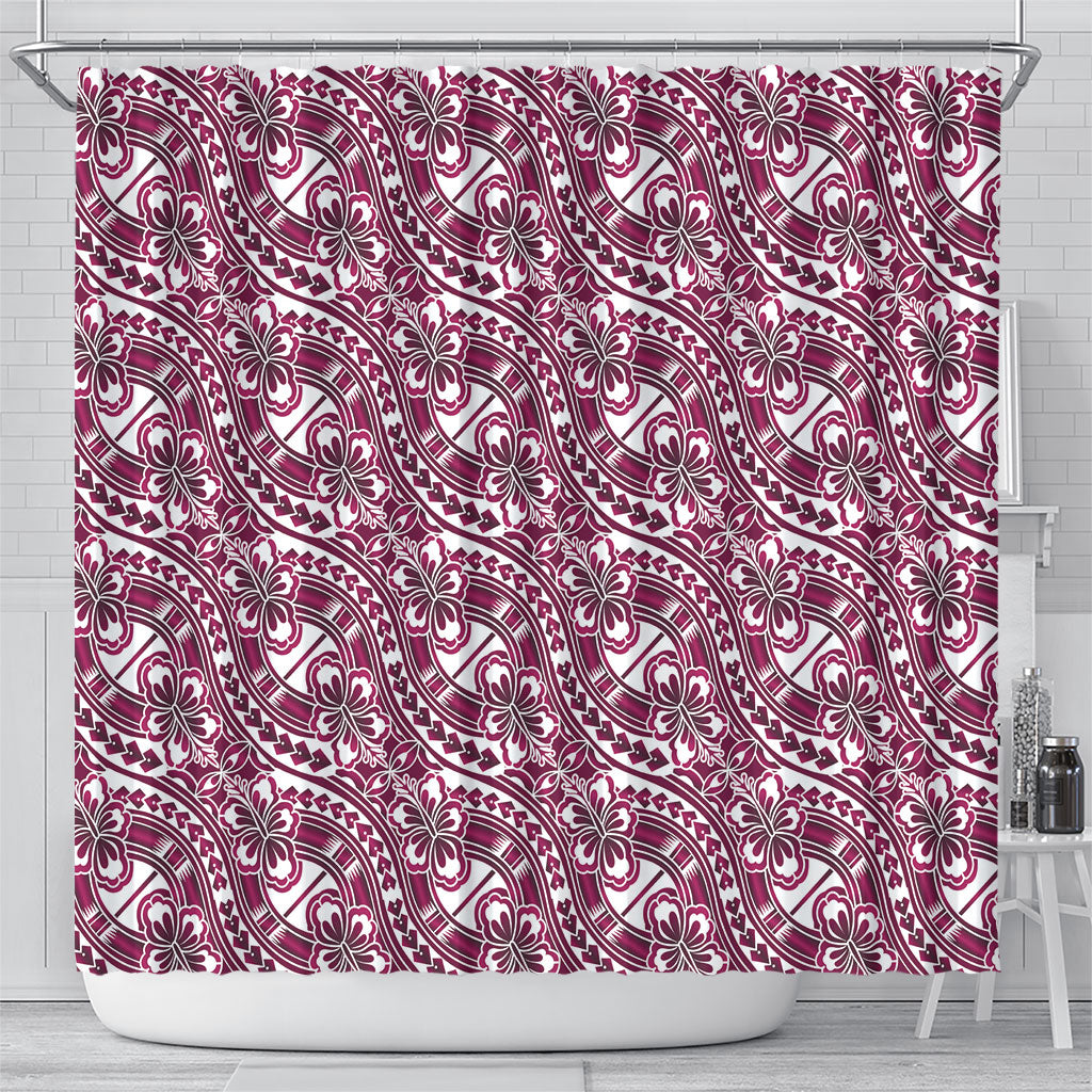 Hibiscus Bloom Island Tribal Waves Shower Curtain Pink Polynesian Pattern LT01 - Polynesian Pride