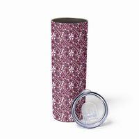 Hibiscus Bloom Island Tribal Waves Skinny Tumbler Pink Polynesian Pattern