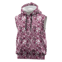 Hibiscus Bloom Island Tribal Waves Sleeveless Hoodie Pink Polynesian Pattern LT01 Pink - Polynesian Pride