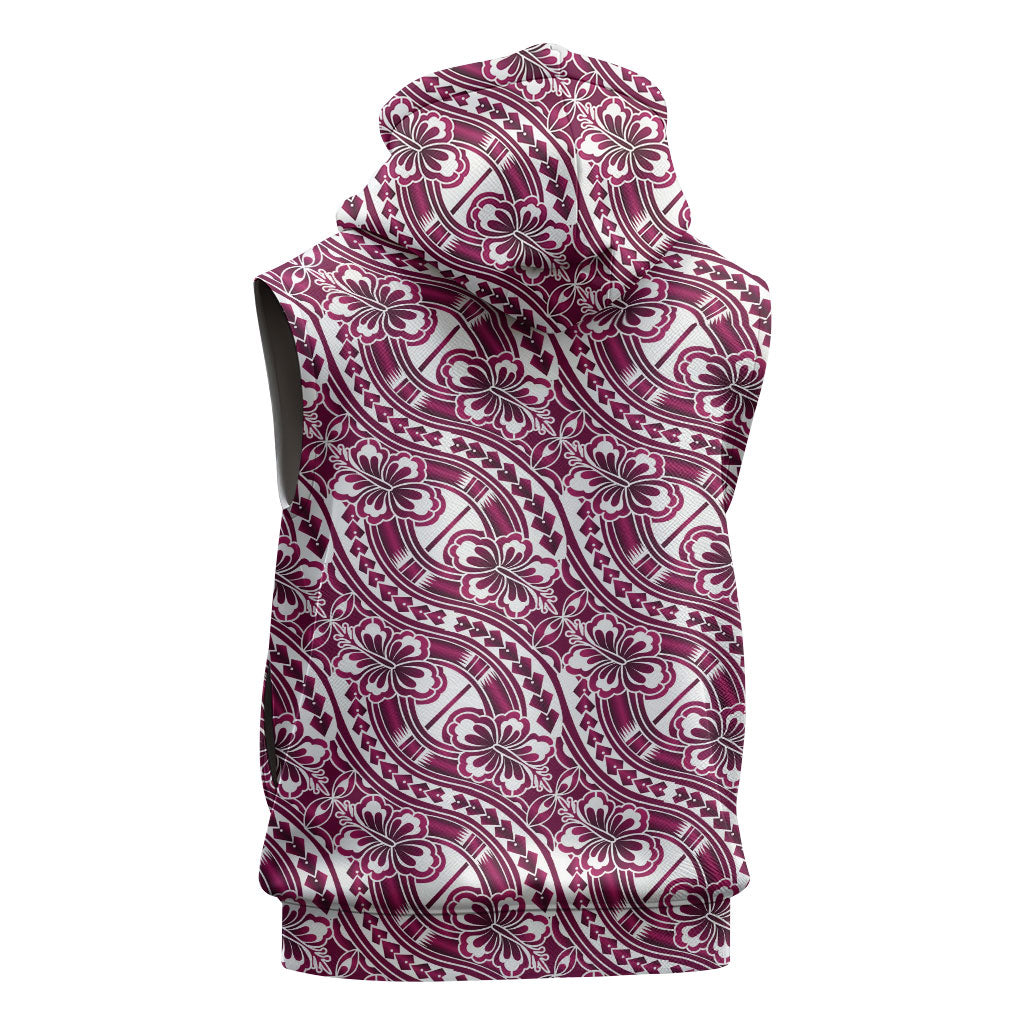 Hibiscus Bloom Island Tribal Waves Sleeveless Hoodie Pink Polynesian Pattern LT01 - Polynesian Pride