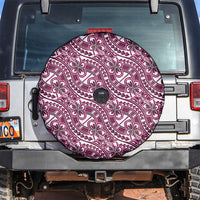 Hibiscus Bloom Island Tribal Waves Spare Tire Cover Pink Polynesian Pattern