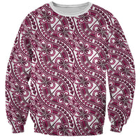 Hibiscus Bloom Island Tribal Waves Sweatshirt Pink Polynesian Pattern