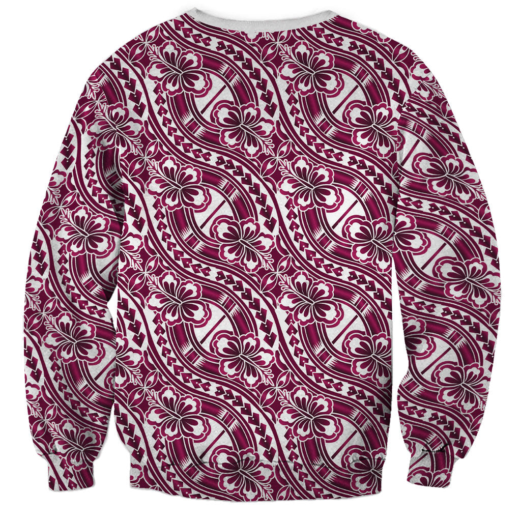 Hibiscus Bloom Island Tribal Waves Sweatshirt Pink Polynesian Pattern