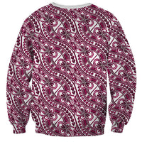 Hibiscus Bloom Island Tribal Waves Sweatshirt Pink Polynesian Pattern