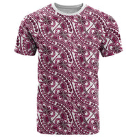 Hibiscus Bloom Island Tribal Waves T Shirt Pink Polynesian Pattern LT01 Pink - Polynesian Pride