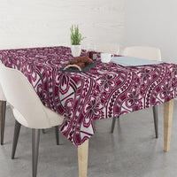Hibiscus Bloom Island Tribal Waves Tablecloth Pink Polynesian Pattern