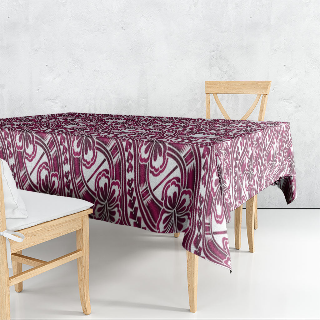 Hibiscus Bloom Island Tribal Waves Tablecloth Pink Polynesian Pattern