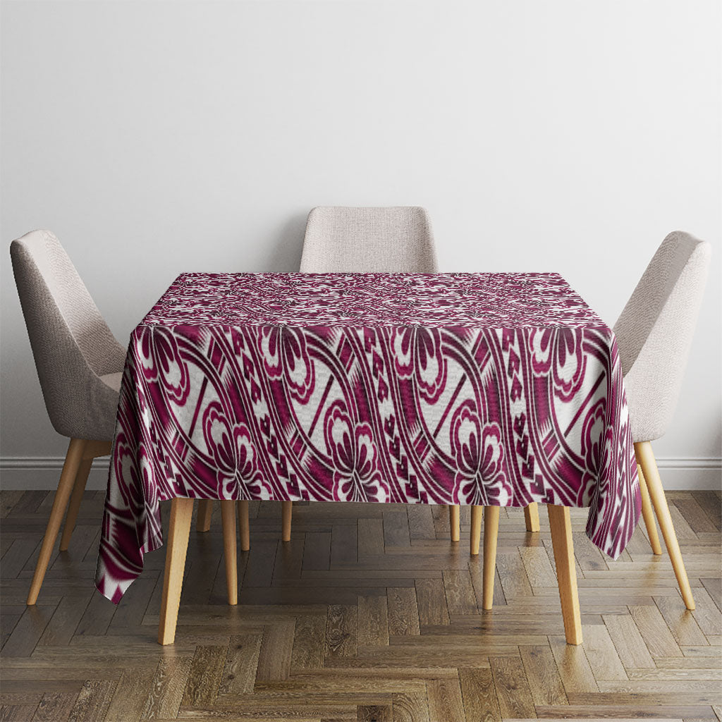 Hibiscus Bloom Island Tribal Waves Tablecloth Pink Polynesian Pattern
