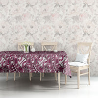 Hibiscus Bloom Island Tribal Waves Tablecloth Pink Polynesian Pattern
