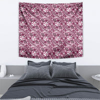 Hibiscus Bloom Island Tribal Waves Tapestry Pink Polynesian Pattern