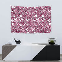 Hibiscus Bloom Island Tribal Waves Tapestry Pink Polynesian Pattern
