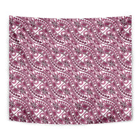 Hibiscus Bloom Island Tribal Waves Tapestry Pink Polynesian Pattern