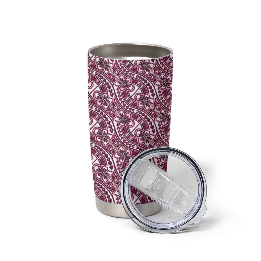 Hibiscus Bloom Island Tribal Waves Tumbler Cup Pink Polynesian Pattern LT01 - Polynesian Pride