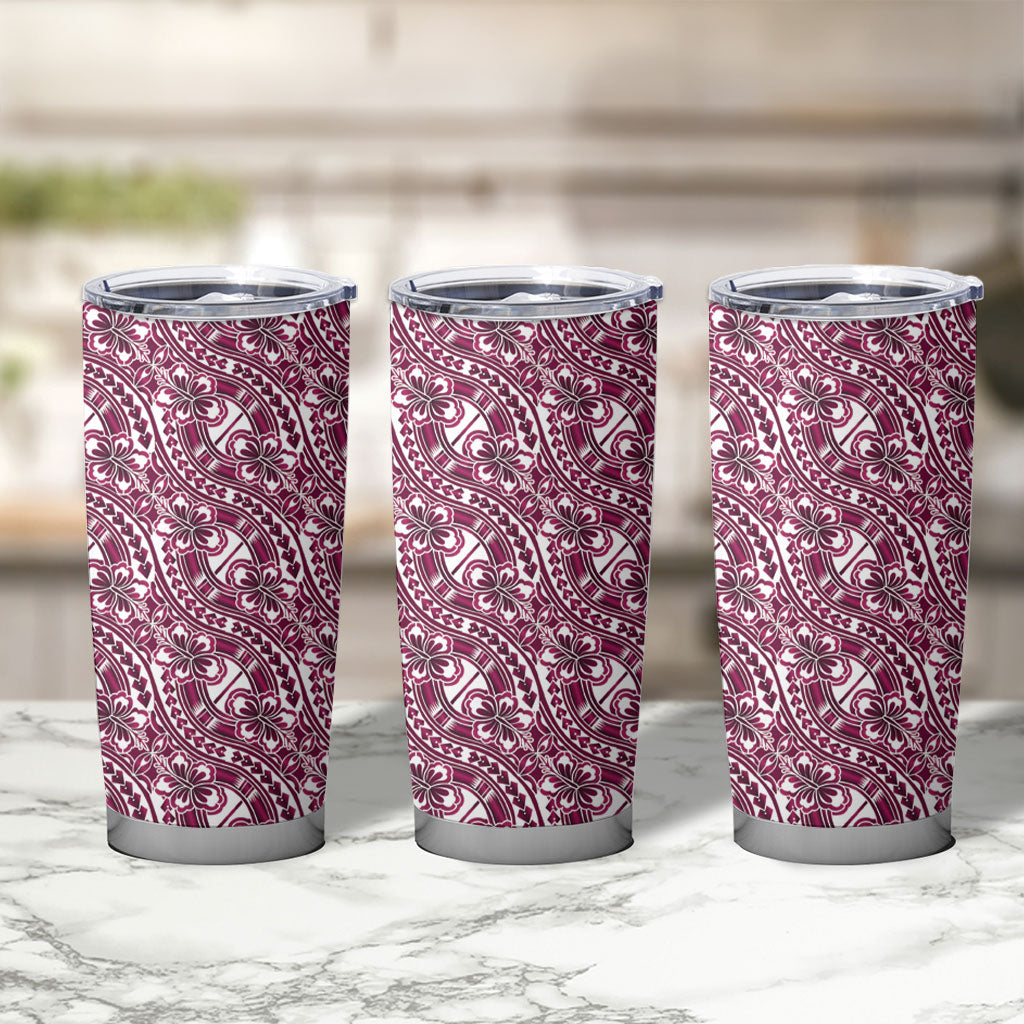 Hibiscus Bloom Island Tribal Waves Tumbler Cup Pink Polynesian Pattern LT01 - Polynesian Pride