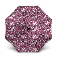 Hibiscus Bloom Island Tribal Waves Umbrella Pink Polynesian Pattern