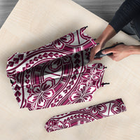 Hibiscus Bloom Island Tribal Waves Umbrella Pink Polynesian Pattern