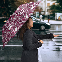 Hibiscus Bloom Island Tribal Waves Umbrella Pink Polynesian Pattern