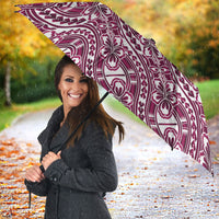 Hibiscus Bloom Island Tribal Waves Umbrella Pink Polynesian Pattern