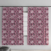 Hibiscus Bloom Island Tribal Waves Window Curtain Pink Polynesian Pattern