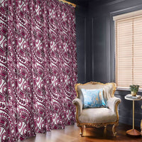 Hibiscus Bloom Island Tribal Waves Window Curtain Pink Polynesian Pattern