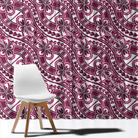 Hibiscus Bloom Island Tribal Waves Window Curtain Pink Polynesian Pattern