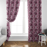 Hibiscus Bloom Island Tribal Waves Window Curtain Pink Polynesian Pattern
