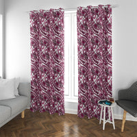 Hibiscus Bloom Island Tribal Waves Window Curtain Pink Polynesian Pattern