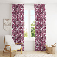 Hibiscus Bloom Island Tribal Waves Window Curtain Pink Polynesian Pattern