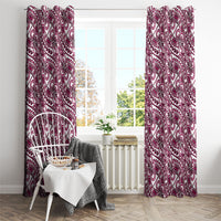 Hibiscus Bloom Island Tribal Waves Window Curtain Pink Polynesian Pattern