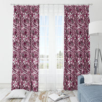 Hibiscus Bloom Island Tribal Waves Window Curtain Pink Polynesian Pattern