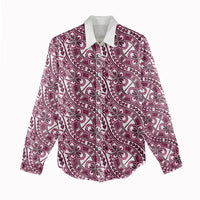 Hibiscus Bloom Island Tribal Waves Women Casual Shirt Pink Polynesian Pattern LT01 - Polynesian Pride