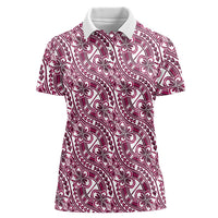 Hibiscus Bloom Island Tribal Waves Women Polo Shirt Pink Polynesian Pattern LT01 Female Pink - Polynesian Pride
