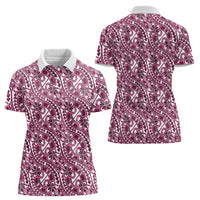 Hibiscus Bloom Island Tribal Waves Women Polo Shirt Pink Polynesian Pattern LT01 - Polynesian Pride