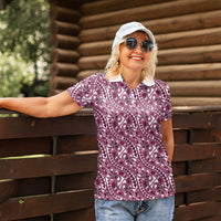 Hibiscus Bloom Island Tribal Waves Women Polo Shirt Pink Polynesian Pattern LT01 - Polynesian Pride
