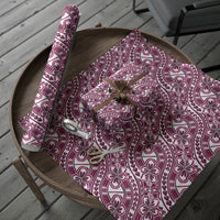 Hibiscus Bloom Island Tribal Waves Wrapping Paper Pink Polynesian Pattern