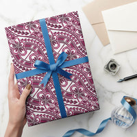Hibiscus Bloom Island Tribal Waves Wrapping Paper Pink Polynesian Pattern