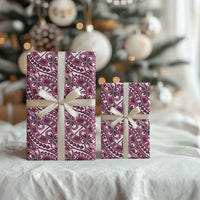 Hibiscus Bloom Island Tribal Waves Wrapping Paper Pink Polynesian Pattern
