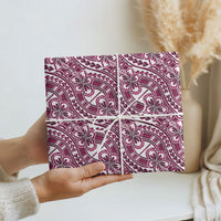 Hibiscus Bloom Island Tribal Waves Wrapping Paper Pink Polynesian Pattern