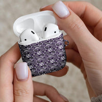 Hibiscus Bloom Island Tribal Waves AirPods Case Purple Polynesian Pattern