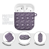Hibiscus Bloom Island Tribal Waves AirPods Case Purple Polynesian Pattern