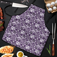 Hibiscus Bloom Island Tribal Waves Apron Purple Polynesian Pattern