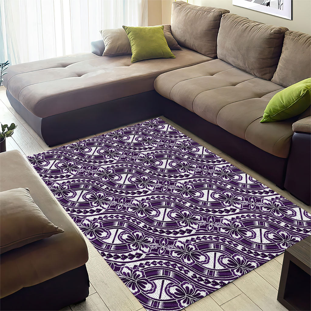 Hibiscus Bloom Island Tribal Waves Area Rug Purple Polynesian Pattern LT01 - Polynesian Pride