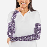 Hibiscus Bloom Island Tribal Waves Arm Sleeves Purple Polynesian Pattern LT01 - Polynesian Pride