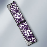 Hibiscus Bloom Island Tribal Waves Auto Sun Shade Purple Polynesian Pattern